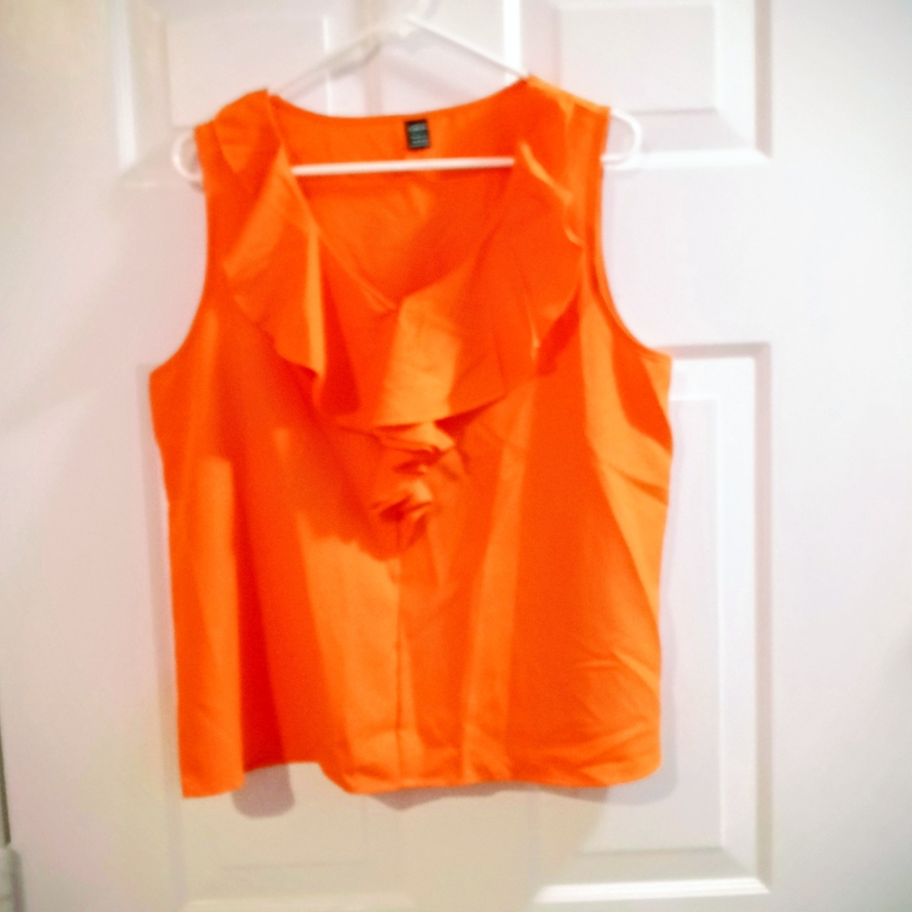 SHEIN Vibrant Orange Ruffle Blouse